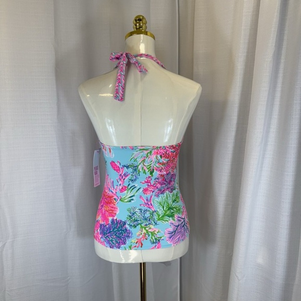 NEW Lilly Pulitzer Bliss Halter Tankini Top Celestial Blue Cay to Heart Sz 4 - Picture 4 of 16